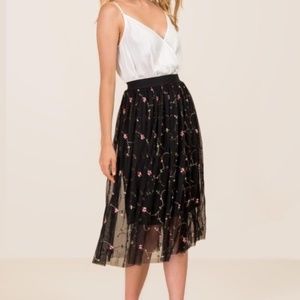 Rachael Embroidered Floral Tulle Midi Skirt
